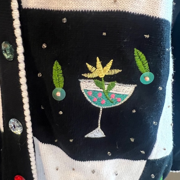 Terrazzo Women's Embellished Cocktail Cardigan, Beads sequins, Size Medium - Picture 6 of 12